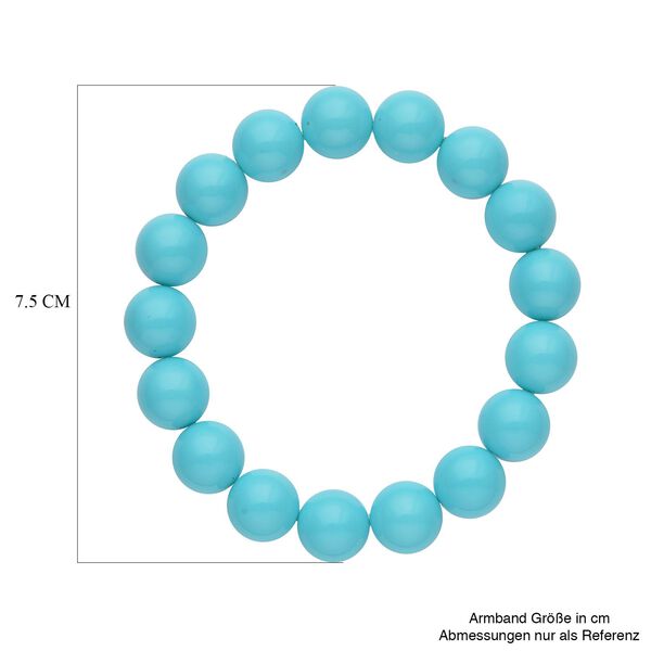 2er-Set, T&uuml;rkises Muschelkernperlen-Armband und Ohrringe - 211 ct. image number 5