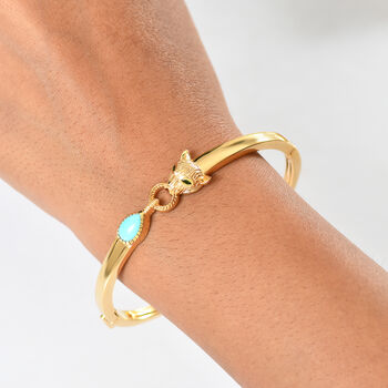 Sleeping Beauty T&uuml;rkis, Nat&uuml;rlicher Chromdiopsid Armreif ca. 19 cm 925 Silber 750 Gelbgold vermeil ca. 1,20 ct.