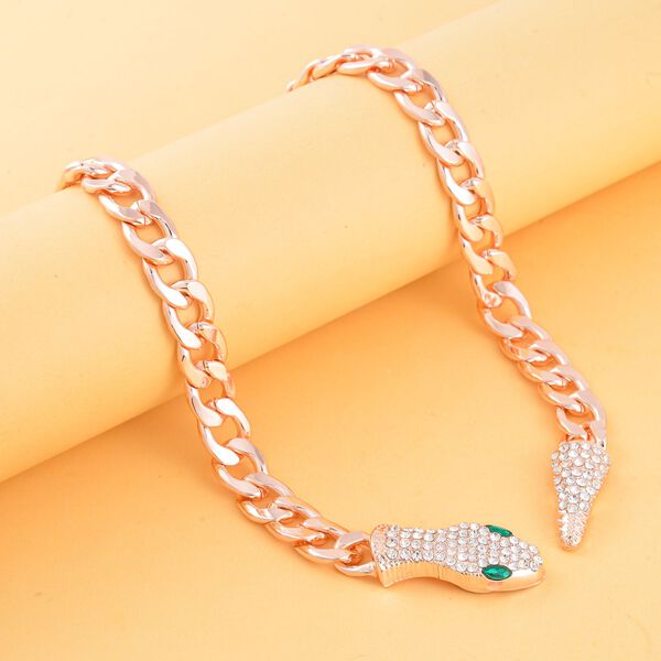 Grüner Kristall Halskette ca. 56 cm rosévergoldet image number 1