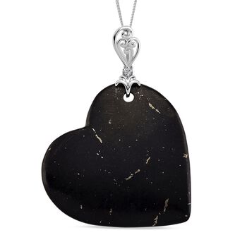 D'Joy Shungit, Wei&szlig;er Zirkon Schmuckset ca. 45 cm 925 Silber rhodiniert ca. 66,10 ct.