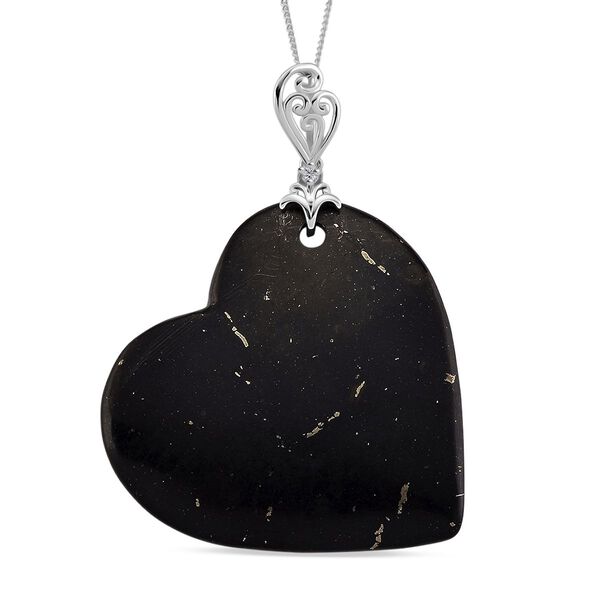 D'Joy Shungit, Wei&szlig;er Zirkon Schmuckset ca. 45 cm 925 Silber rhodiniert ca. 66,10 ct.