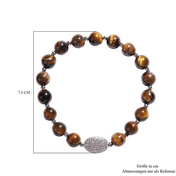 Gelbes Tigerauge und flexibles Zirkonia-Armband, 16,5 cm - 65,50 ct.