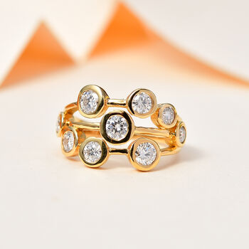 Moissanit Ring 925 Silber Gelbgold Vermeil (Gr&ouml;&szlig;e 17.00) ca. 1,48 ct