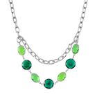 Collier mit roten Kristallen und silberfarbener Gliederkette, ca. 52 cm