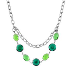 Grüne Kristall Glieder-Halskette, 52 cm