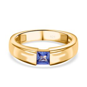 Tansanit Ring 925 Silber 750 Gelbgold Vermeil (Größe 17.00) ca. 0,31 ct