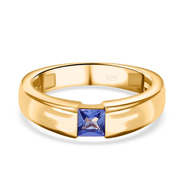Tansanit Ring 925 Silber 750 Gelbgold Vermeil (Größe 17.00) ca. 0,31 ct image number 0