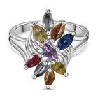 Mehrfarbiger Saphir Ring 925 Silber rhodiniert (Größe 21.00) ca. 0.90 ct