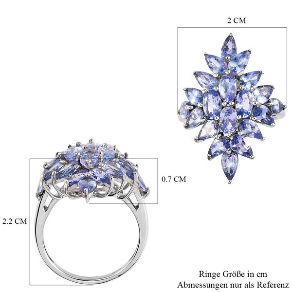 Tansanit Cluster Ring 925 Silber Platin-Überzug image number 7