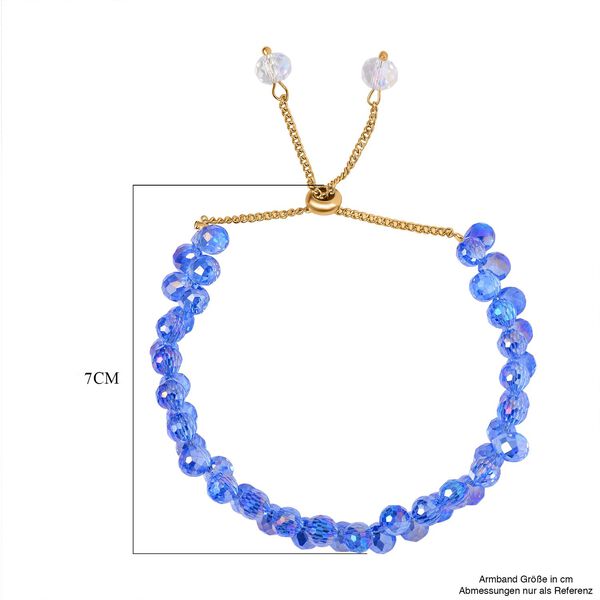 Blaues Kristall flexibles Armband, blau image number 3
