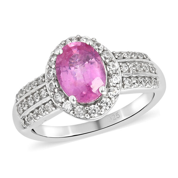 Premium Ilakaka Rosa Saphir und Zirkon-Ring, 925 Silber platiniert, 2,30 ct. image number 4