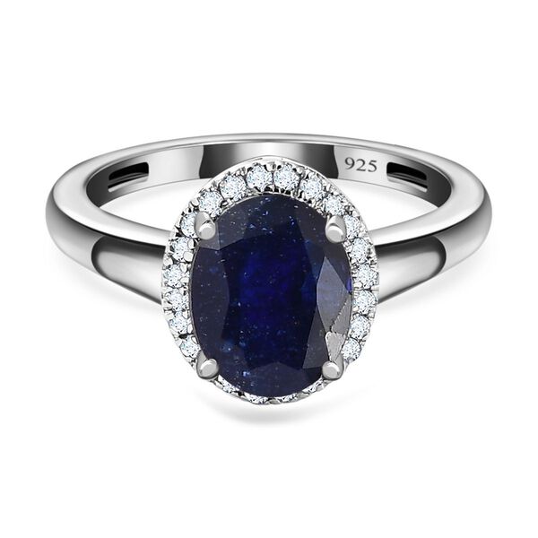 Masoala Saphir (Fissure gefüllt), Weißer Diamant Ring, 925 Silber platiniert (Größe 16.00) ca. 2.78 ct image number 0