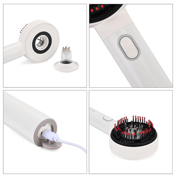 BEAUTECH Kopfhaut-Massagebürste mit rotem Therapielicht und 3 Massagestufen, 22x8,5x6 cm, Weiß image number 7