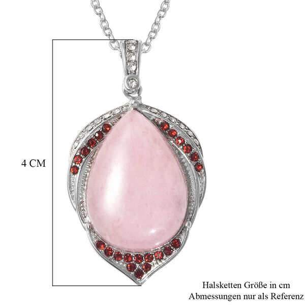 Rosenquarz und weißer Kristall-Anhänger mit Kette, 50 cm, Edelstahl ca. 17,40 ct image number 5
