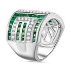 AAA Kagem Sambischer Smaragd Ring, Mäandermuster, 925 Silber platiniert (Größe 17.00) ca. 3.93 ct image number 3