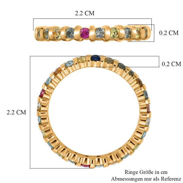 D'Joy Mehrfarbig Saphir Ring 925 Silber 750 Gelbgold vermeil (Gr&ouml;&szlig;e 19.00) ca. 1,08 ct image number 6