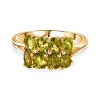 D'joy Nat&uuml;rlicher Peridot Ring 925 Silber 750 Gelb Vergoldet (Gr&ouml;&szlig;e 19.00) ca. 1.86 ct