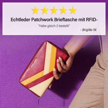 CLOSE OUT: Echtleder Patchwork Brieftasche, Nude