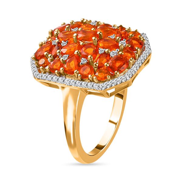 Salamanca Feueropal Ring, 925 Silber Gelbgold Vermeil, ca. 2.55 ct image number 5