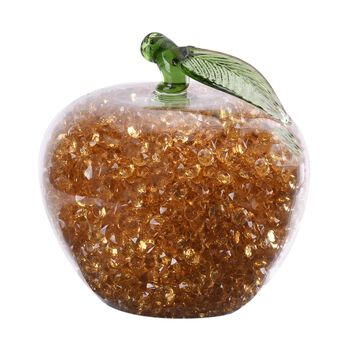 Handgefertigte Apfel-Figur aus Kristall, 9x9x10 cm, champagne