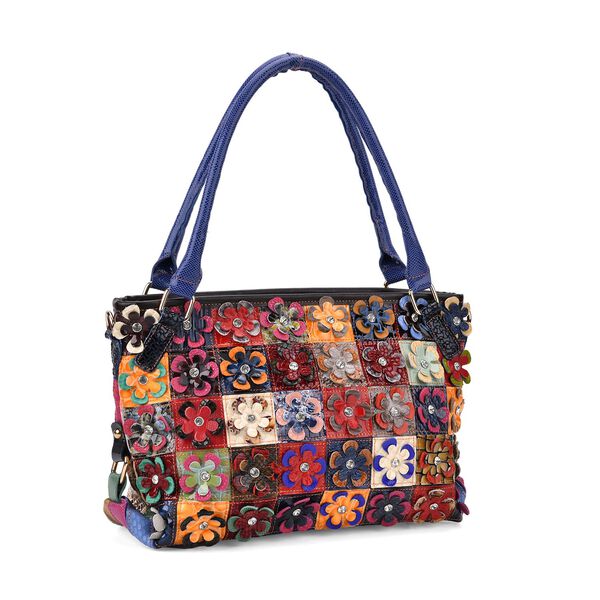 Chaos by Elsie Echtleder Crossbody Tasche mit RFID und Mini-Blitzlampe, Geprägtes Krokodil-Muster im Blumen-Quadrat-Design, 36x10,5x21cm image number 7