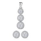 Weißer Zirkonia Schmuckset 925 Silber rhodiniert