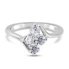 88 Facetten Moissanit Bypass Ring 925 Silber platiniert (Größe 18.00) ca. 0,65 ct