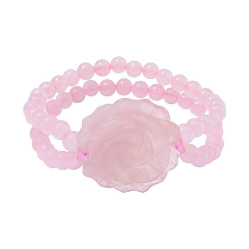Rosenquarz handgeschnitztes Blumen-Armband, 17-19cm - 150 ct. image number 0