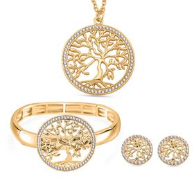 Weißer Kristall Schmuckset Legierung Std Gelb