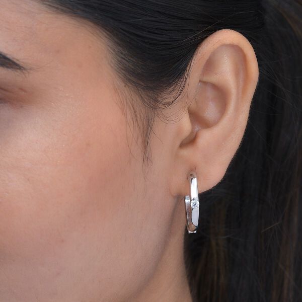 LUSTRO STELLA Hergestellt mit ZIRKONIA Creolen 925 Silber Platin-Überzug image number 3