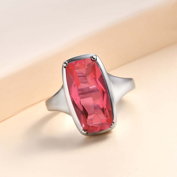 Padparadscha Quarz Triplette Ring Edelstahl (Gr&ouml;&szlig;e 19.00) ca. 5,94 ct image number 2