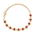 Afrikanischer Rubin (Fissure gefüllt) Armband ca. 19 cm 925 Silber 750 Gelbgold Vermeil ca. 4.19 ct