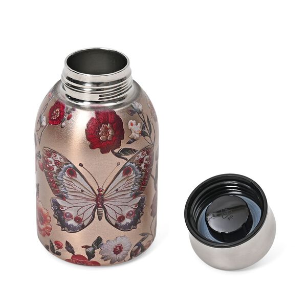 Doppelwandige Edelstahl-Trinkflasche, 260ml, Schmetterlingsmuster image number 2