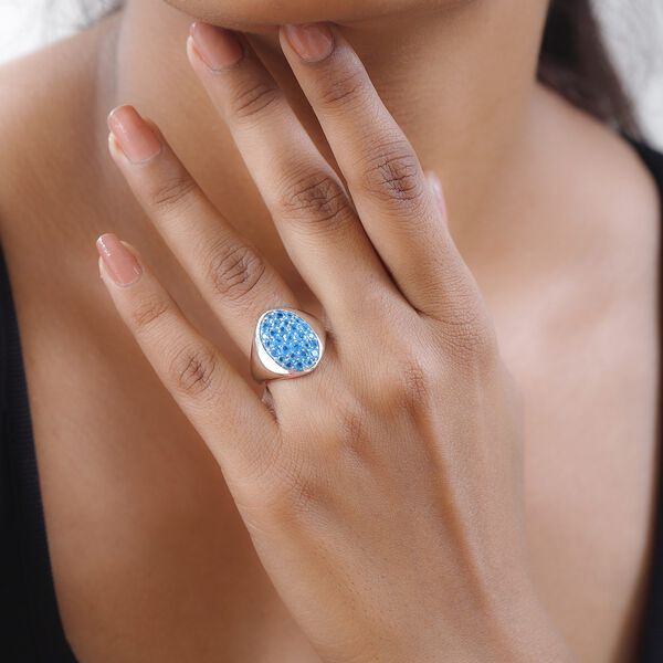 Neon Apatit Ring 925 Silber platiniert (Größe 17.00) ca. 1.69 ct image number 3