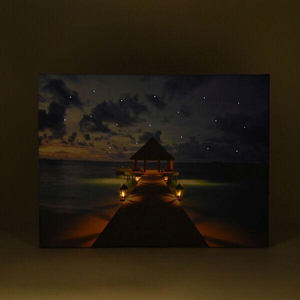 LED Leinwand Rahmen Digitaldruck Wandbild, Strandpavillon, 30x40 cm image number 2