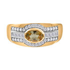 AAA Ceylon Gelber Saphir, Moissanit Ring, 925 Silber Gelbgold Vermeil (Größe 17.00) ca. 1.40 ct