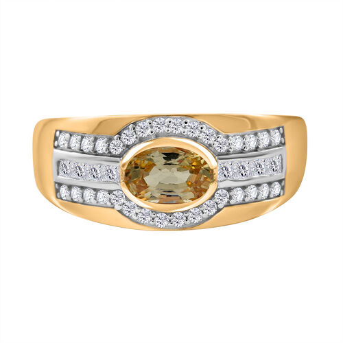 AAA Ceylon gelber Saphir und Moissanit-Ring - 1,40 ct. image number 0