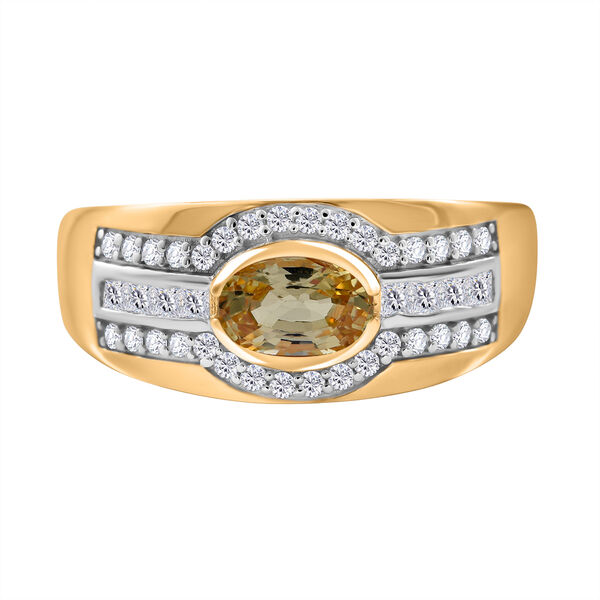 AAA Ceylon gelber Saphir und Moissanit-Ring - 1,40 ct. image number 0