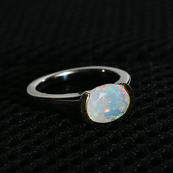 Natürlicher Äthiopischer Opal Ring 925 Silber Zweifarbige Beschichtung image number 2