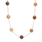 Mehrfarbige Honig Quarz Halskette ca. 50 cm 925 Silber rhodiniert ca. 40,00 ct.