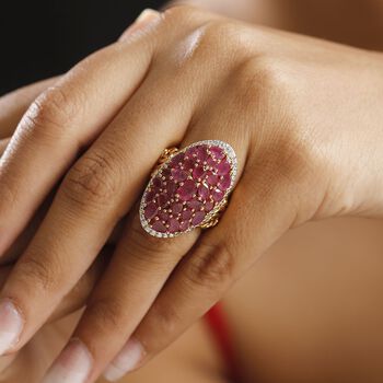 Afrikanischer Rubin, rosa Turmalin und Zirkon-Ring - 8,66 ct.