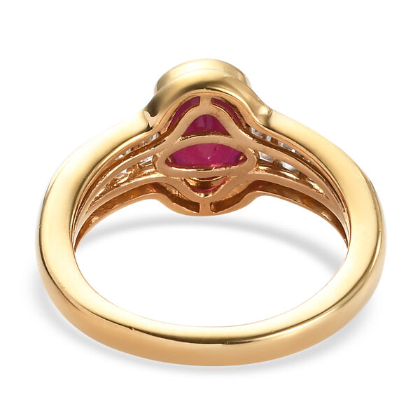 Afrikanischer Rubin (Fissure gefüllt) und Zirkon Ring 925 Silber vergoldet image number 6