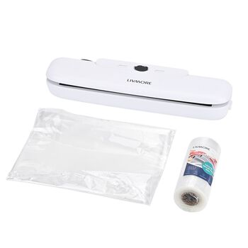 Homesmart - Vakuumierger&auml;t mit Schwei&szlig;- und Vakuumfunktion, inkl. Rollenbeutel und 10 Vakuumbeuteln, Wei&szlig;