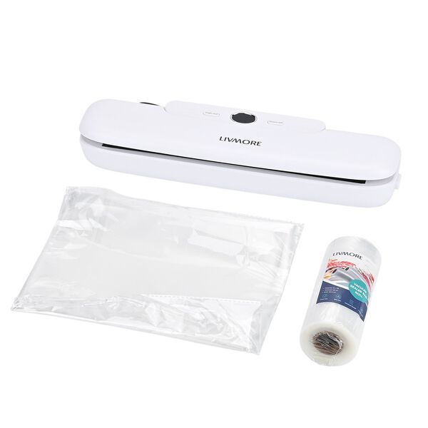 Homesmart - Vakuumiergerät mit Schweiß- und Vakuumfunktion, inkl. Rollenbeutel und 10 Vakuumbeuteln, Weiß image number 1