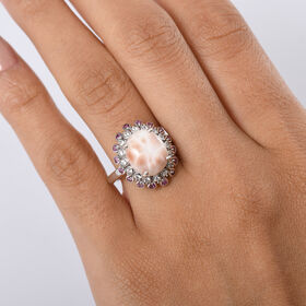 D'Joy AA Natrolith, Natürlicher Rhodolith Granat Ring 925 Silber rhodiniert (Größe 18.00) ca. 5.33 ct