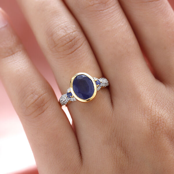 Masoala Saphir-Ring, 925 Silber vergoldet  ca. 4,41 ct image number 3