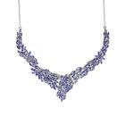 Tansanit Halskette, 45 cm, 925 Silber platiniert ca. 14.14 ct