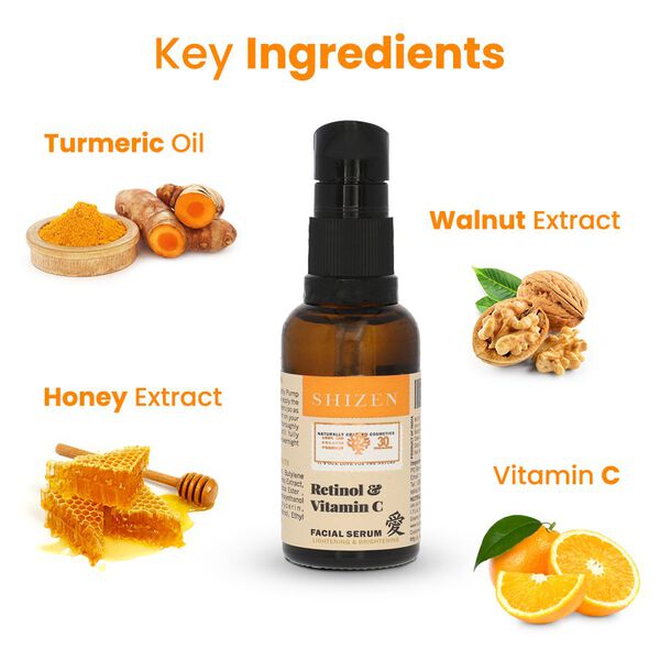 SHIZEN - Retinol und Vitamin C Gesichtsserum (30ml), 100% Organisch image number 6