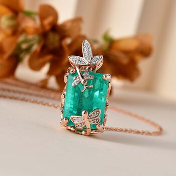 GP Italian Garden Kollektion- Smaragd Triplett Quarz, Zirkon und blauer Saphir-Anh&auml;nger mit 45 cm Kette- 16,28 ct.