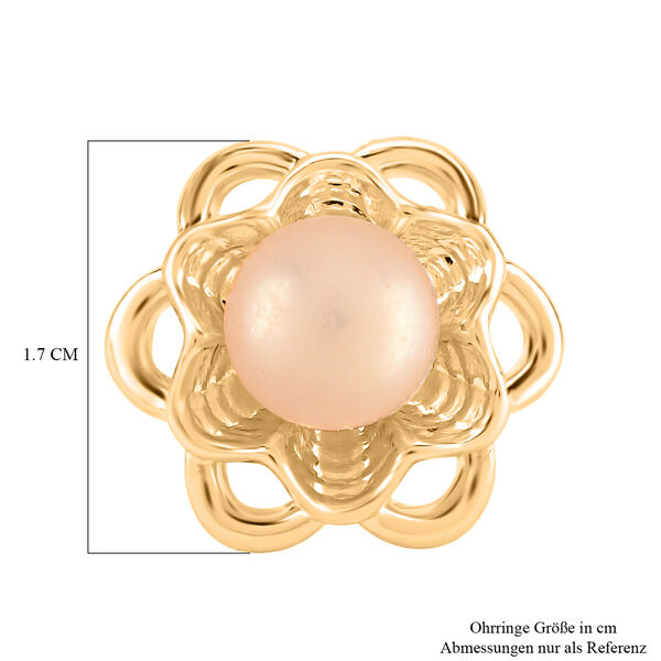 Pfirsich-S&uuml;&szlig;wasser Perle Ohrringe Nickelfreies Messing, Goldfarben image number 5